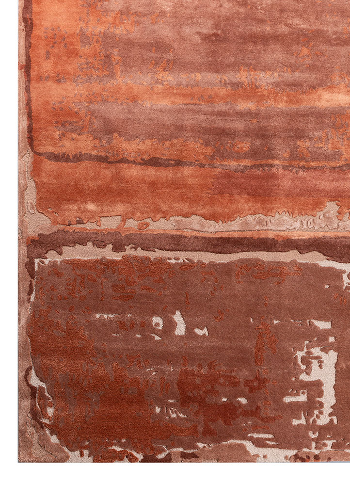 white noise red and orange wool and viscose hand tufted Rug - Corner