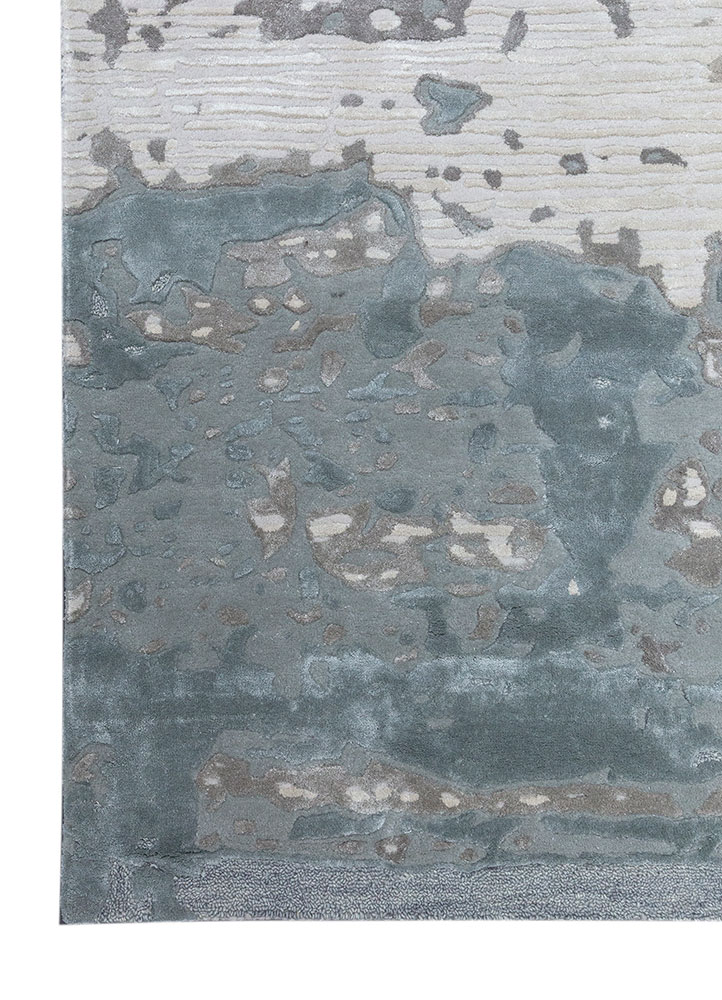 white noise ivory wool and viscose hand tufted Rug - Corner