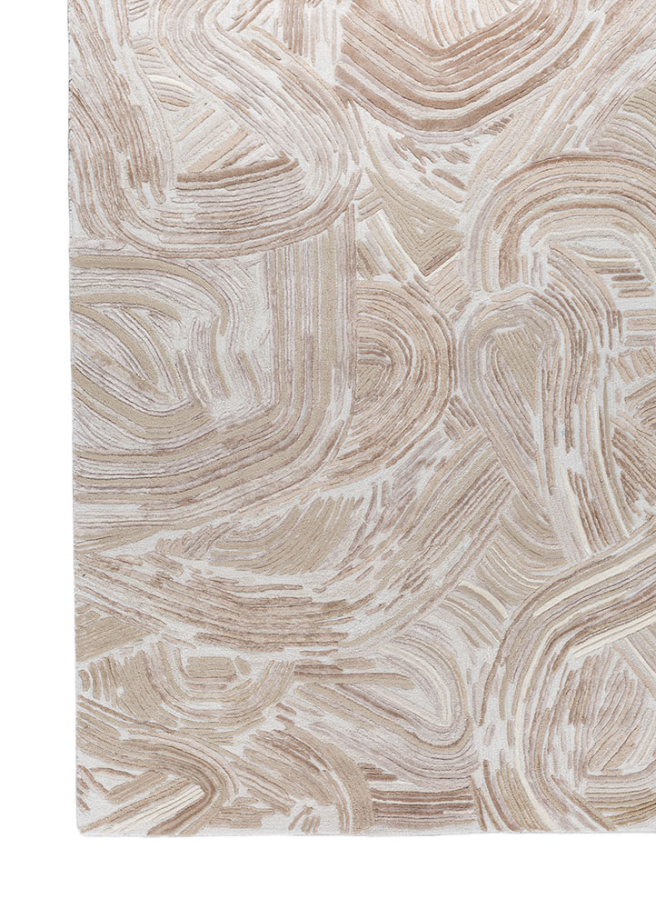 pathways ivory wool and viscose hand tufted Rug - Corner