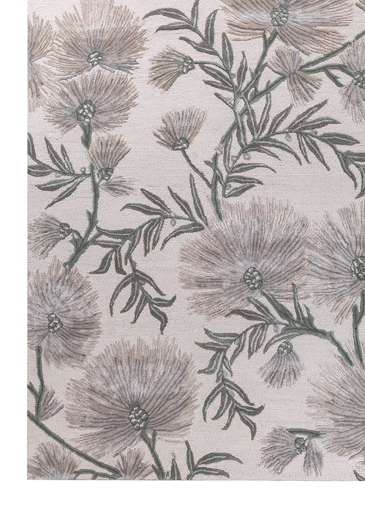 hacienda ivory wool and viscose hand tufted Rug - Corner