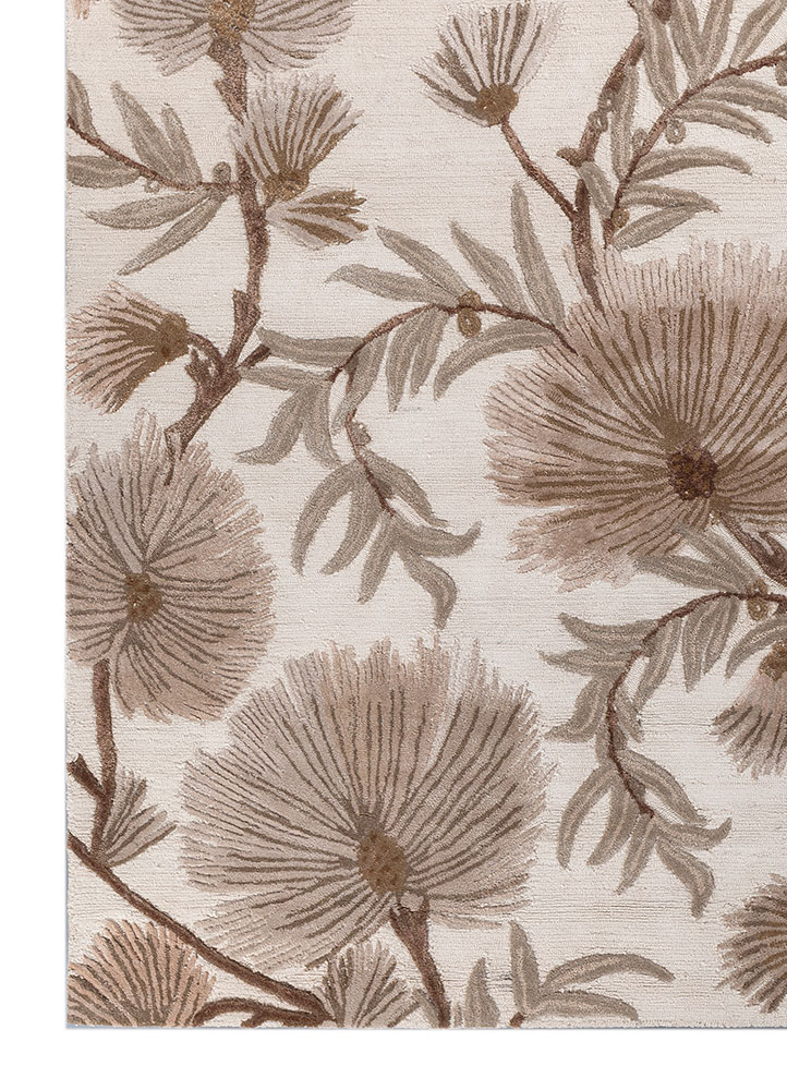 hacienda ivory wool and viscose hand tufted Rug - Corner