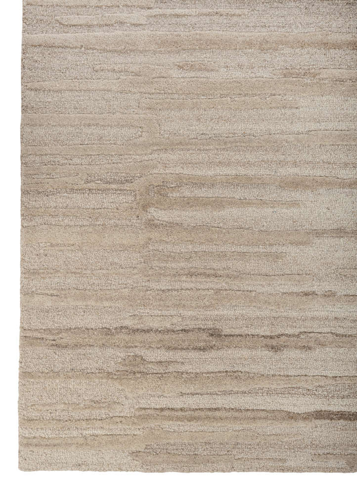 aprezo beige and brown wool hand tufted Rug - Corner