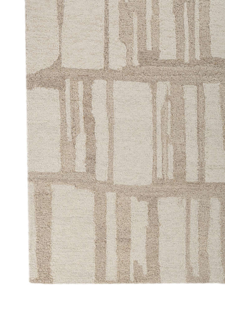 aprezo beige and brown wool hand tufted Rug - Corner