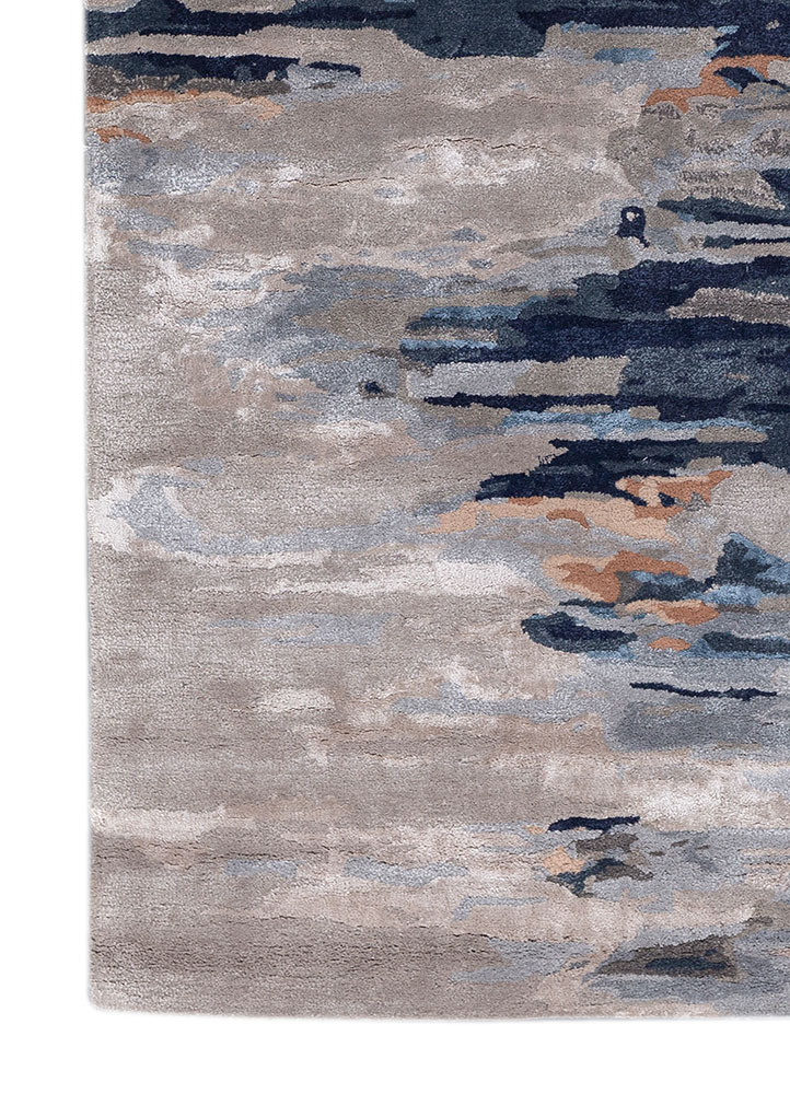 genesis grey and black wool and viscose hand tufted Rug - Corner