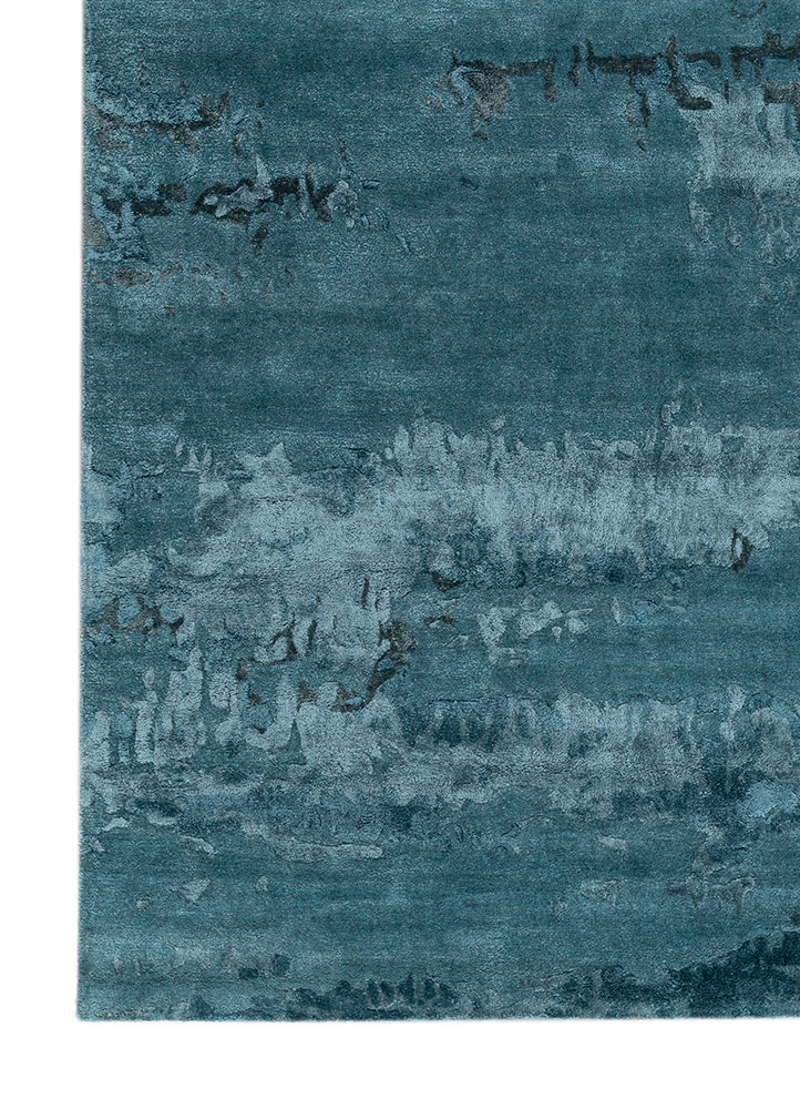 genesis blue wool and viscose hand tufted Rug - Corner