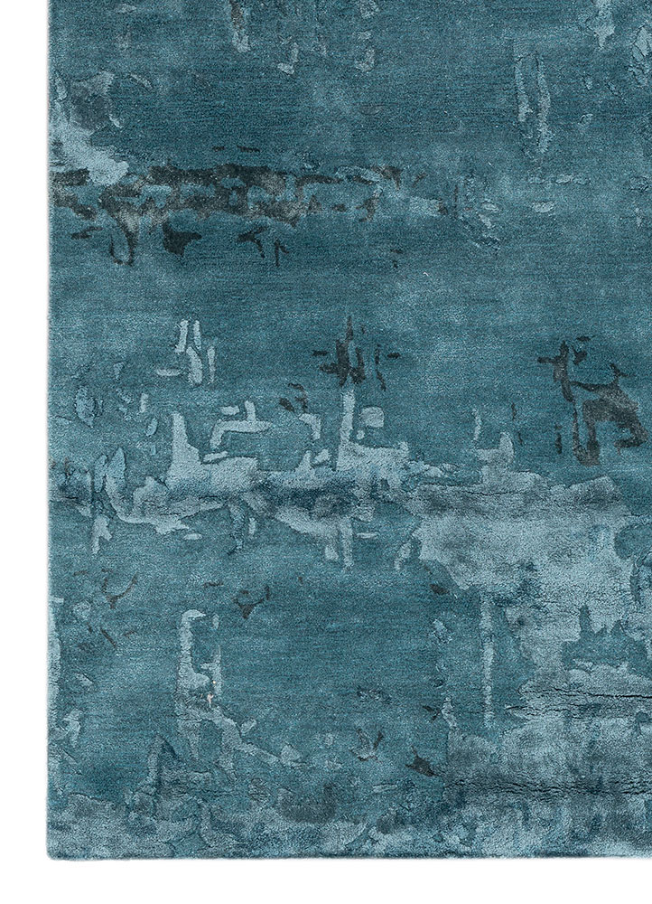 genesis blue wool and viscose hand tufted Rug - Corner