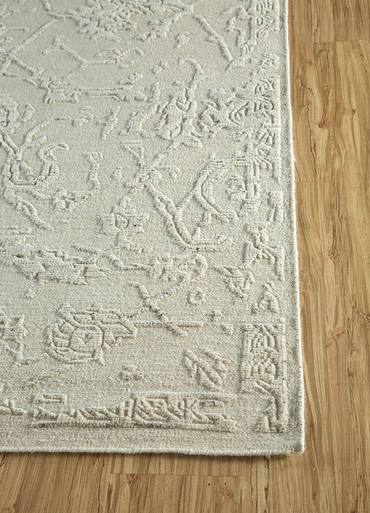 manifest ivory wool hand knotted Rug - Corner
