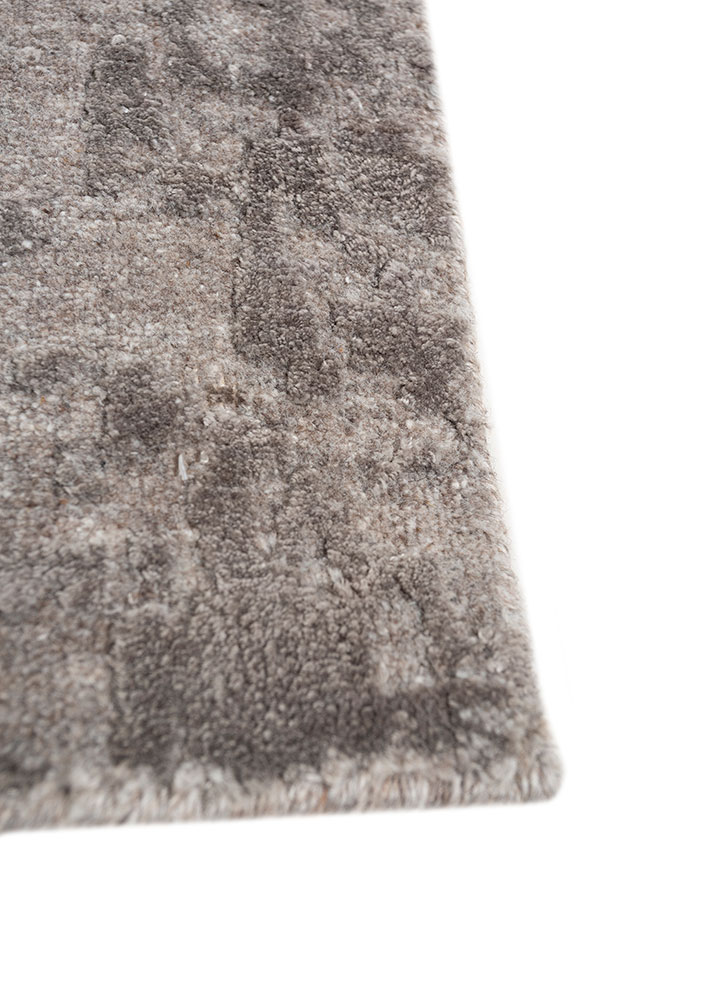 bespoke sile beige and brown wool and viscose hand loom Rug - Corner