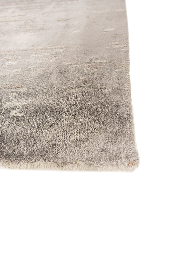 bespoke sile grey and black wool and viscose hand loom Rug - Corner