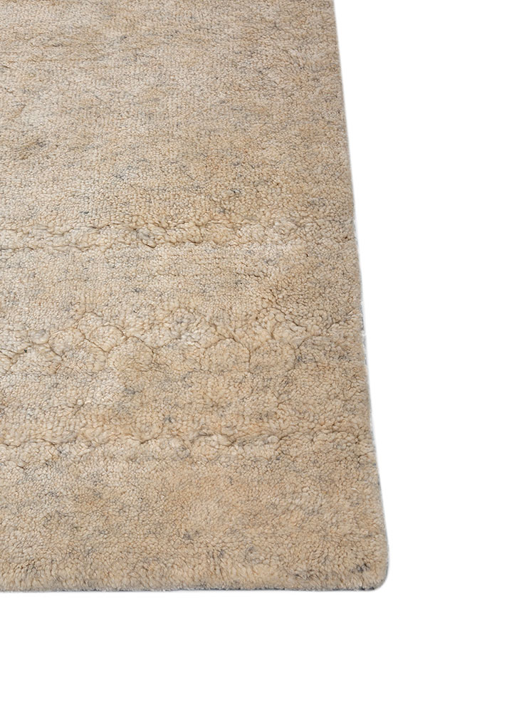 entropy ivory wool and silk hand knotted Rug - Corner