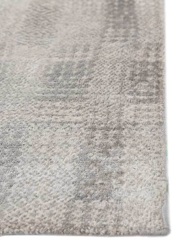basis grey and black wool and bamboo silk hand loom Rug - Corner