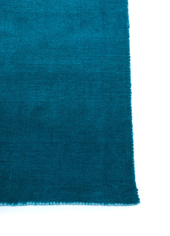 jean blue wool hand loom Rug - Corner