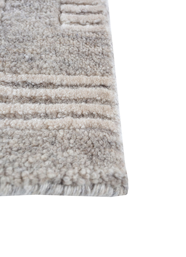 basis beige and brown wool hand loom Rug - Corner