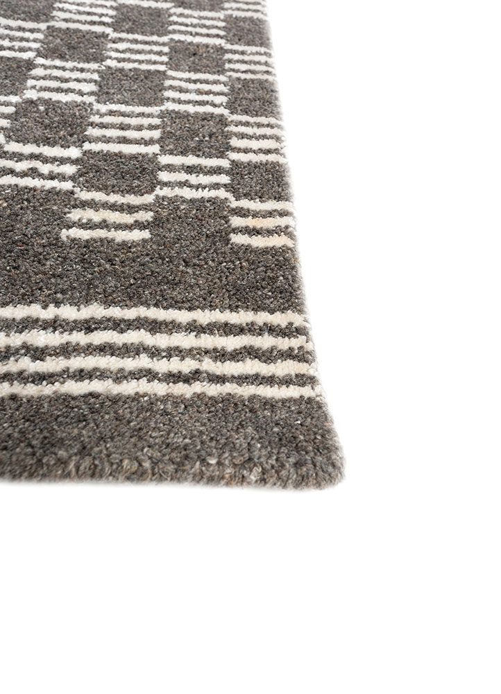 basis grey and black wool hand loom Rug - Corner