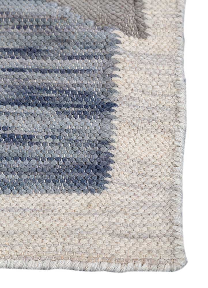 checkers grey and black wool flat weaves Rug - Corner
