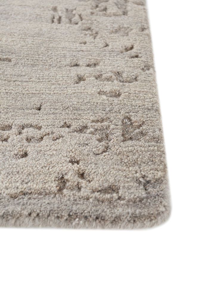 entropy grey and black wool hand knotted Rug - Corner