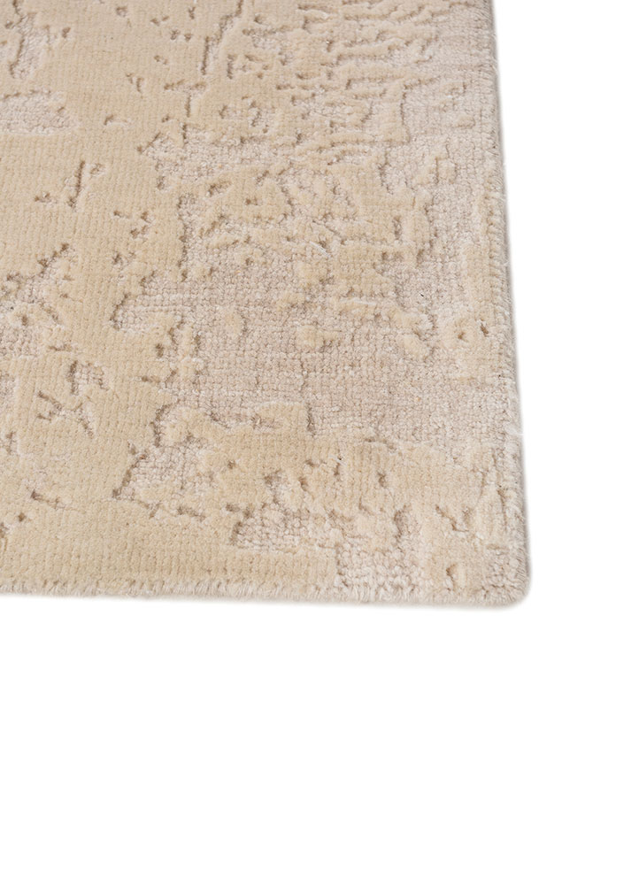 entropy ivory wool hand knotted Rug - Corner