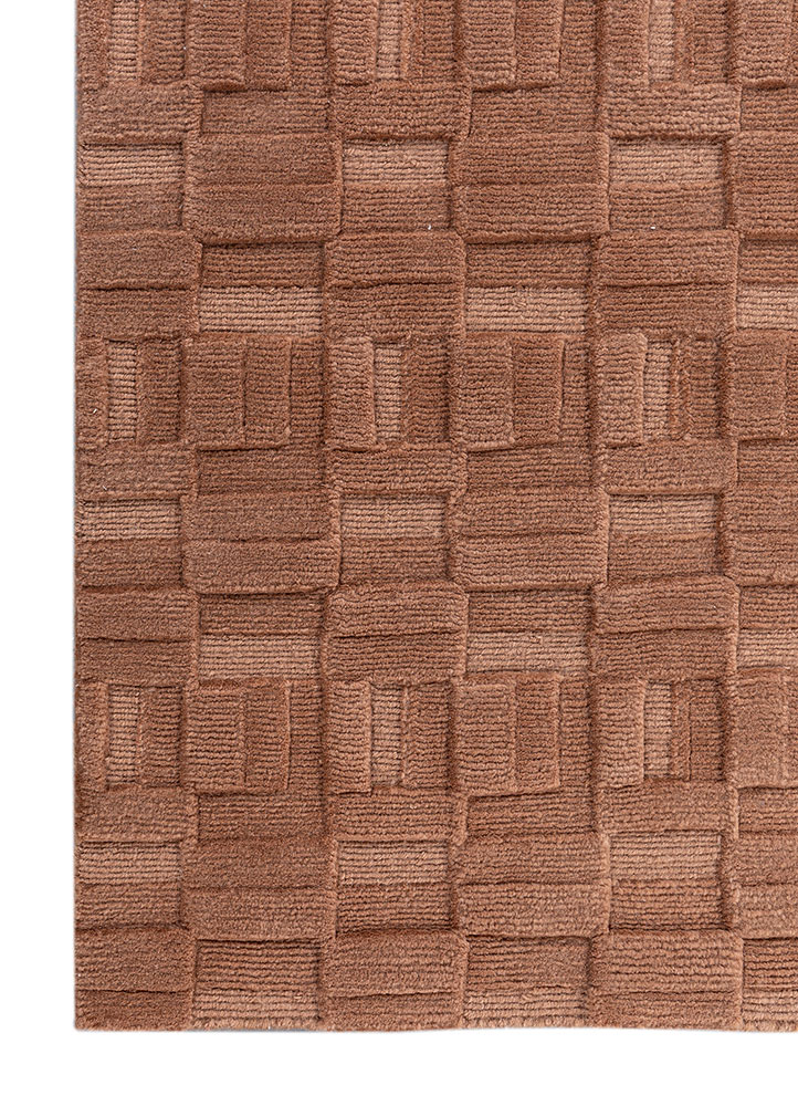 aprezo red and orange wool hand knotted Rug - Corner