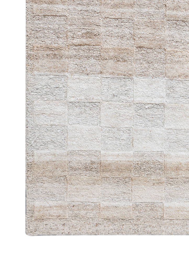 kairos ivory nettle hand knotted Rug - Corner