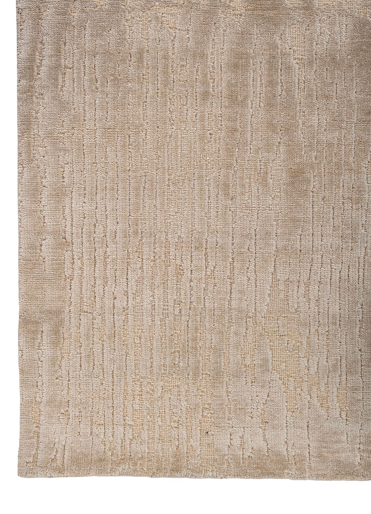 entropy beige and brown silk hand knotted Rug - Corner