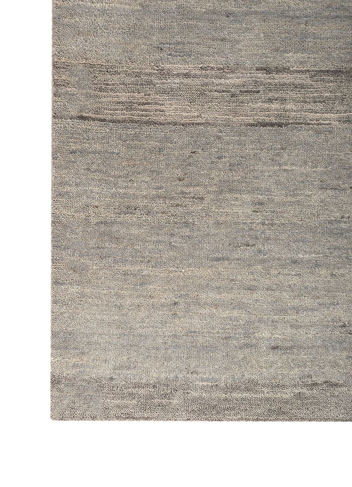 aprezo grey and black wool and silk hand knotted Rug - Corner