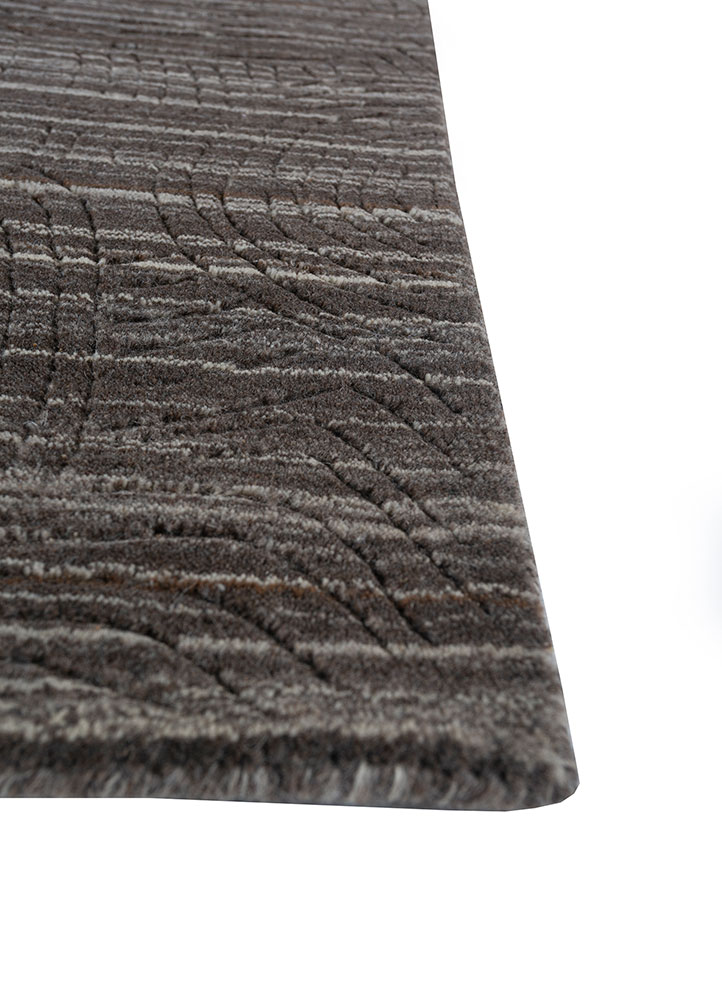 forme beige and brown  hand loom Rug - Corner