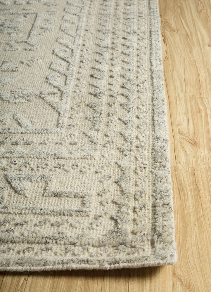manifest beige and brown wool hand knotted Rug - Corner