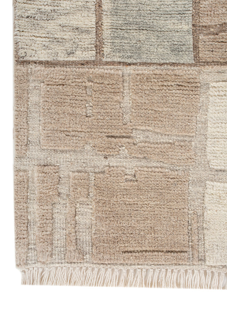 aprezo ivory wool hand knotted Rug - Corner