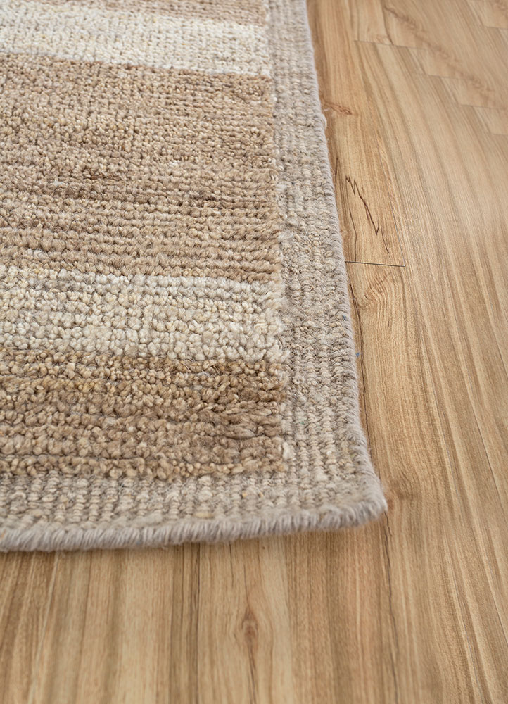 manifest beige and brown afghan wool hand knotted Rug - Corner