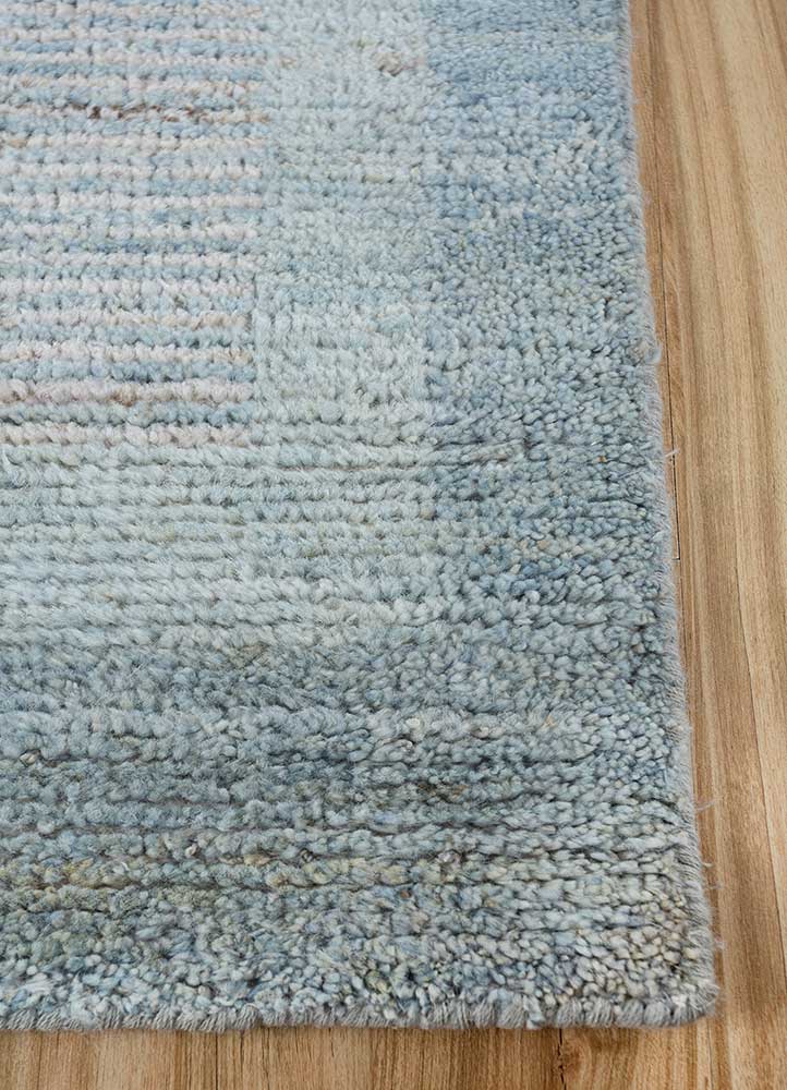 manifest blue afghan wool hand knotted Rug - Corner