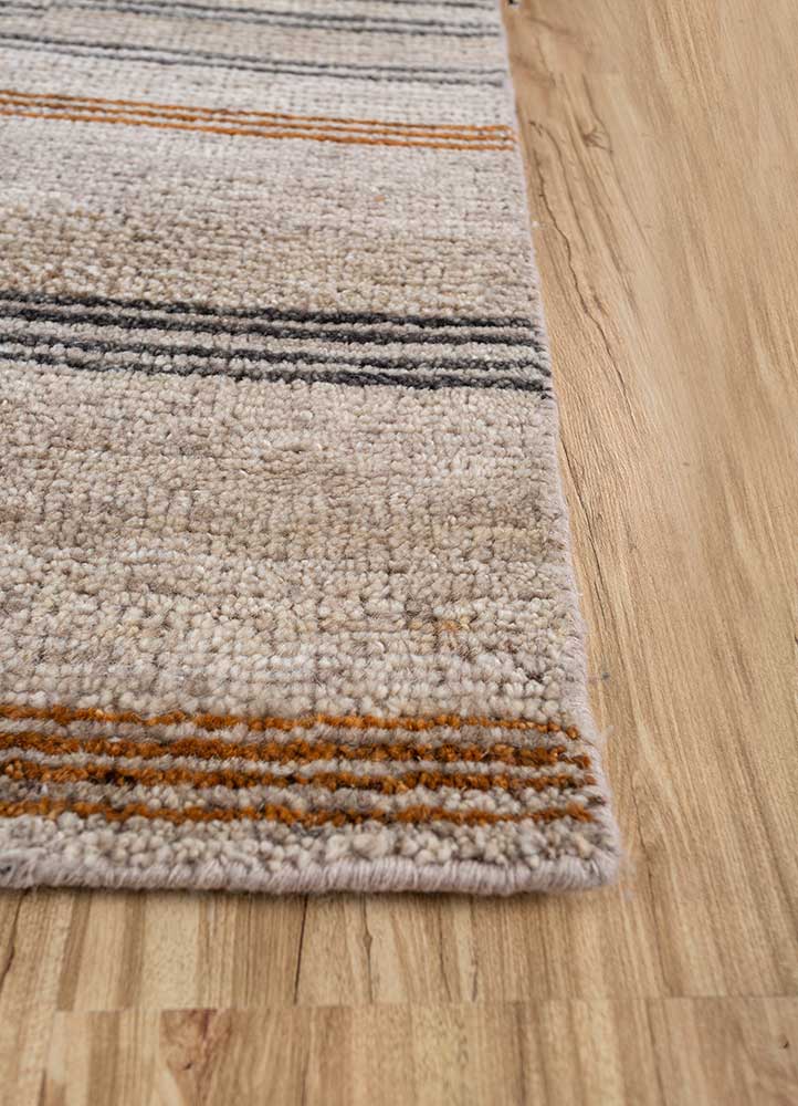 manifest beige and brown afghan wool hand knotted Rug - Corner