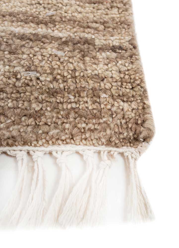 manifest beige and brown afghan wool hand knotted Rug - Corner