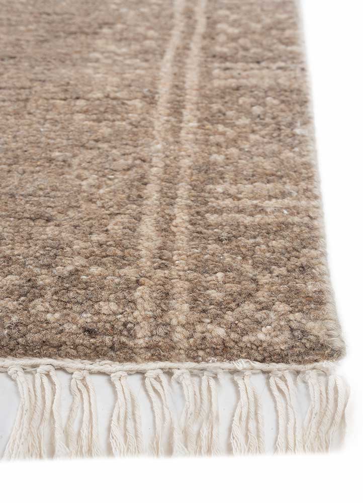 thyme beige and brown afghan wool hand knotted Rug - Corner