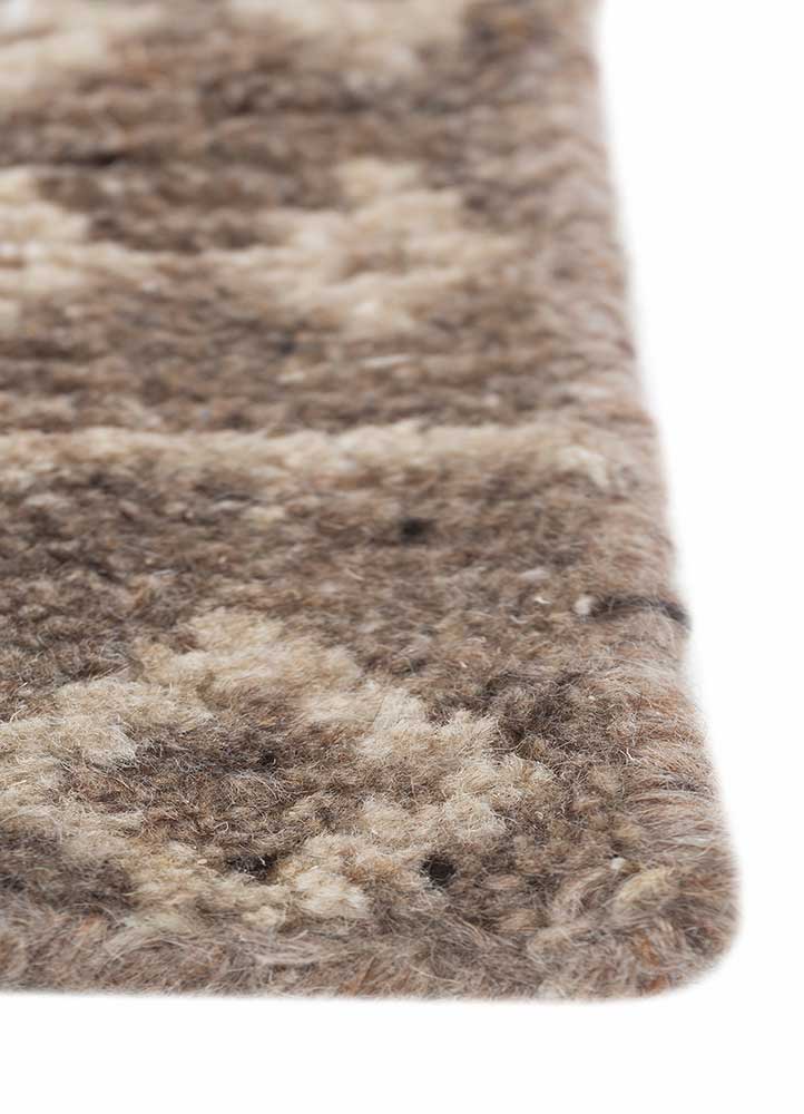 thyme beige and brown afghan wool hand knotted Rug - Corner