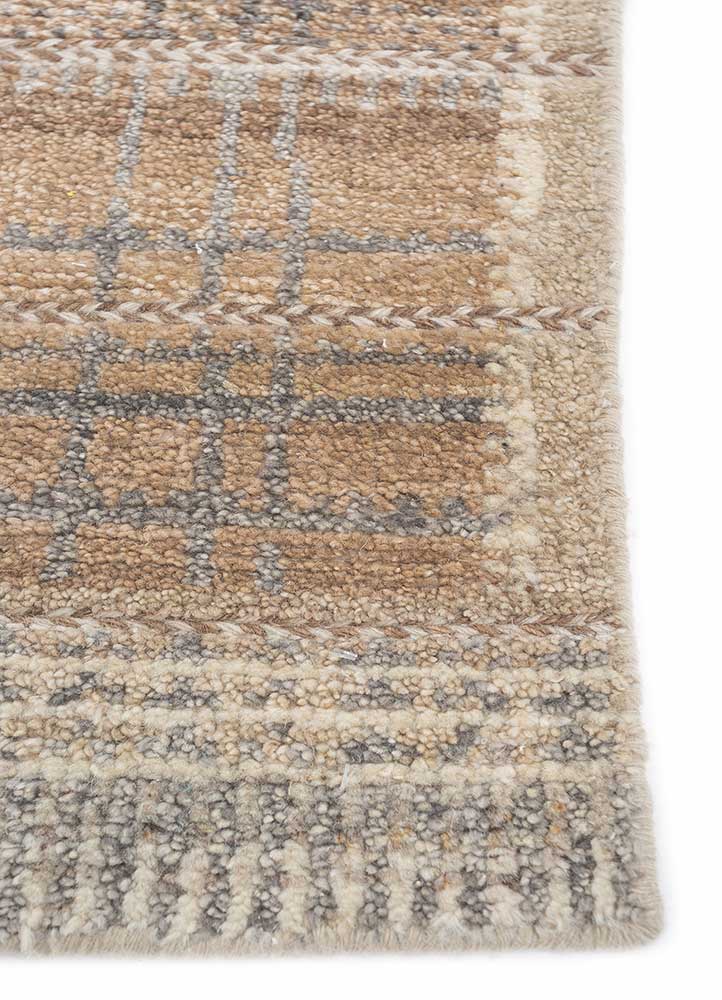 manifest beige and brown afghan wool hand knotted Rug - Corner