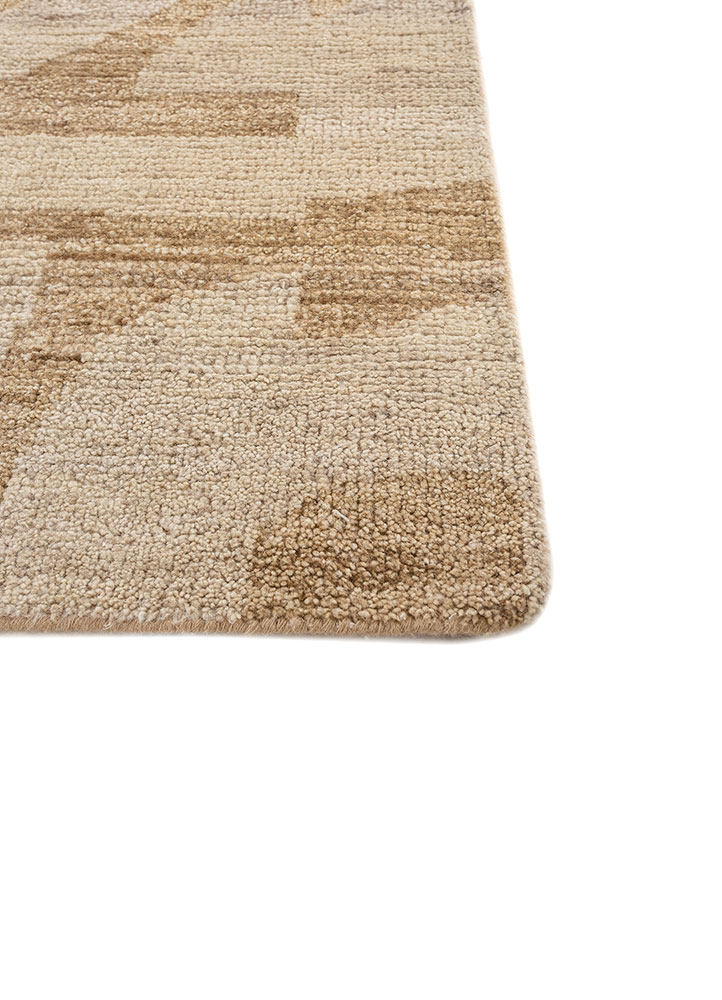 manifest beige and brown afghan wool hand knotted Rug - Corner