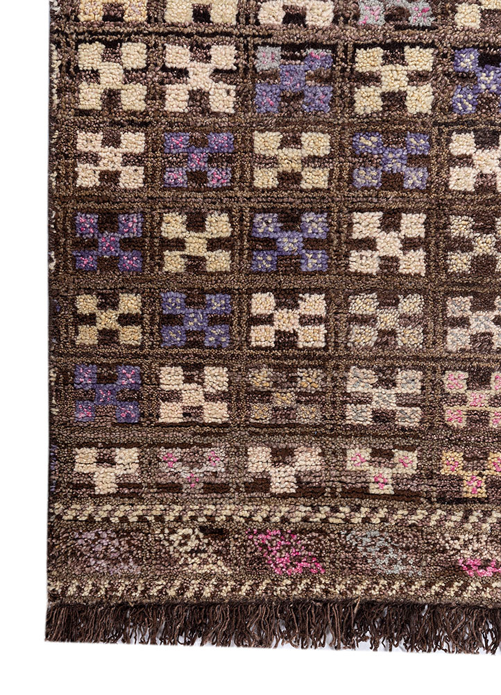 nuray grey and black wool hand knotted Rug - Corner