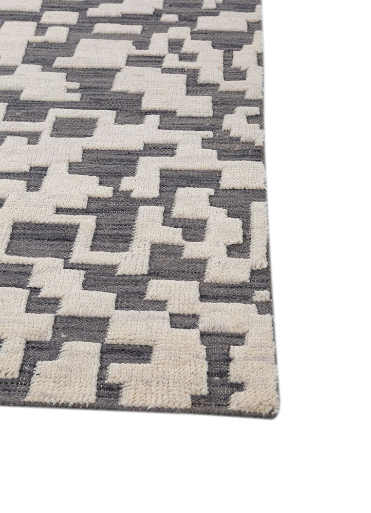 manifest grey and black wool hand knotted Rug - Corner