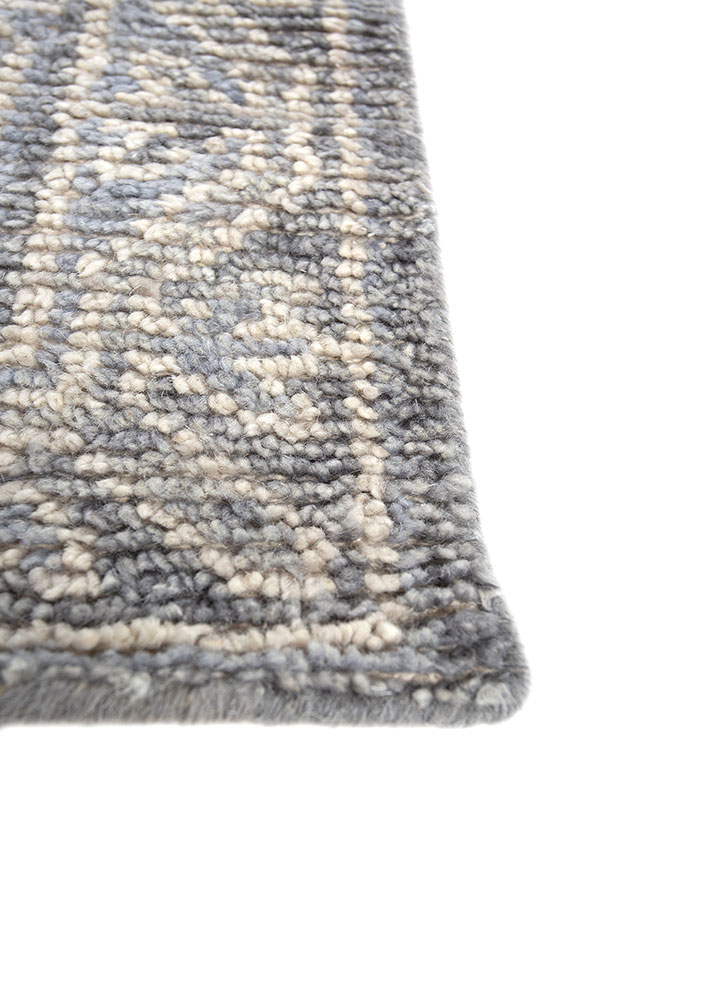 thyme blue wool hand knotted Rug - Corner