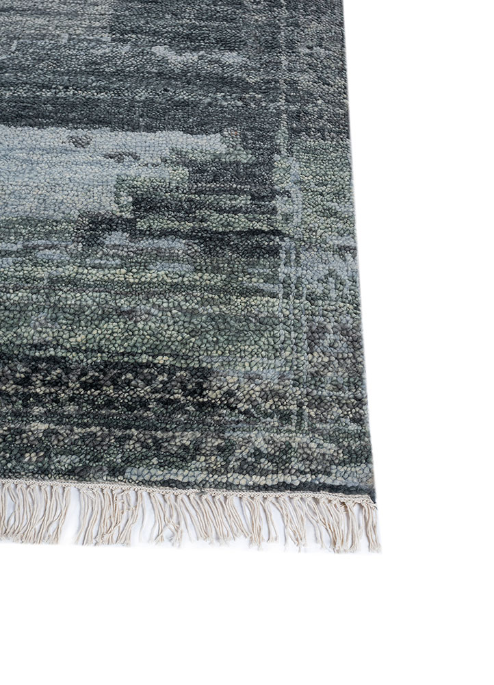 viscaya blue wool hand knotted Rug - Corner