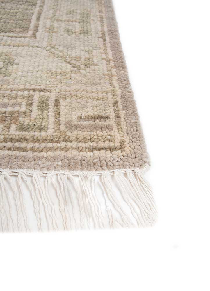 thyme green wool hand knotted Rug - Corner