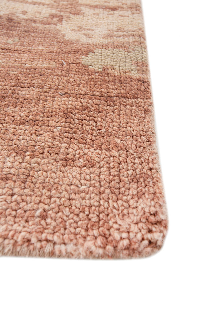 entropy red and orange wool hand knotted Rug - Corner
