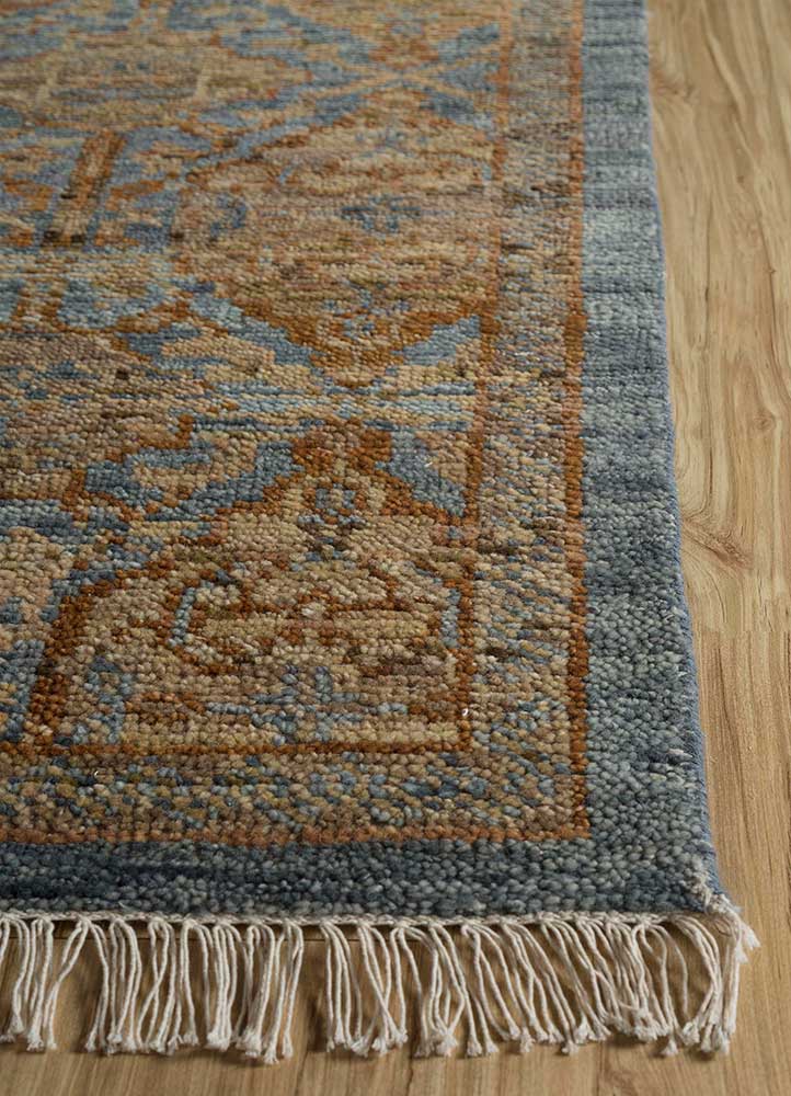 viscaya blue wool hand knotted Rug - Corner