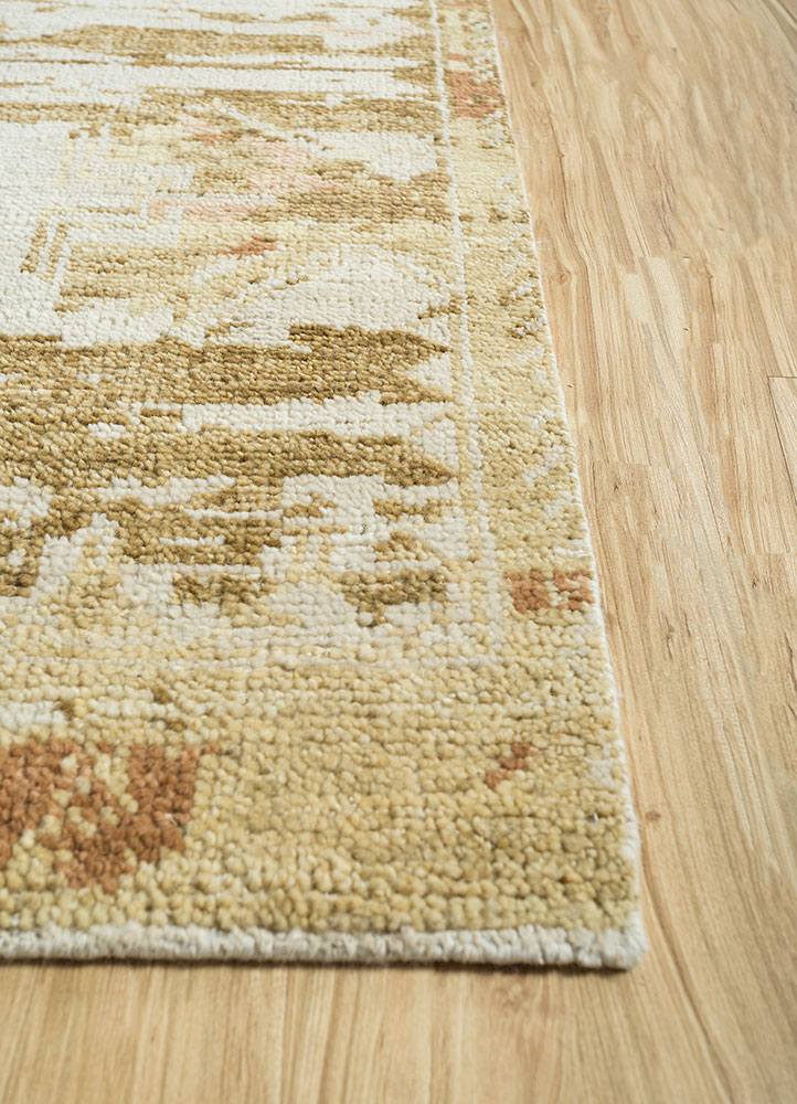 viscaya beige and brown wool hand knotted Rug - Corner