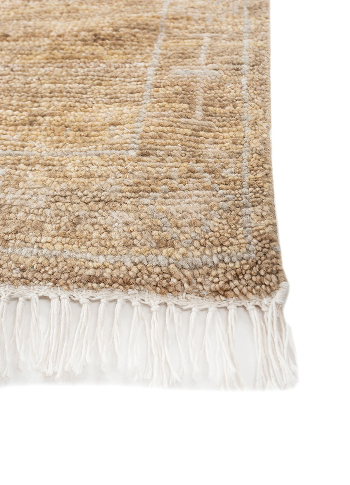 thyme beige and brown wool hand knotted Rug - Corner