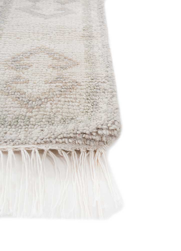 thyme ivory wool hand knotted Rug - Corner
