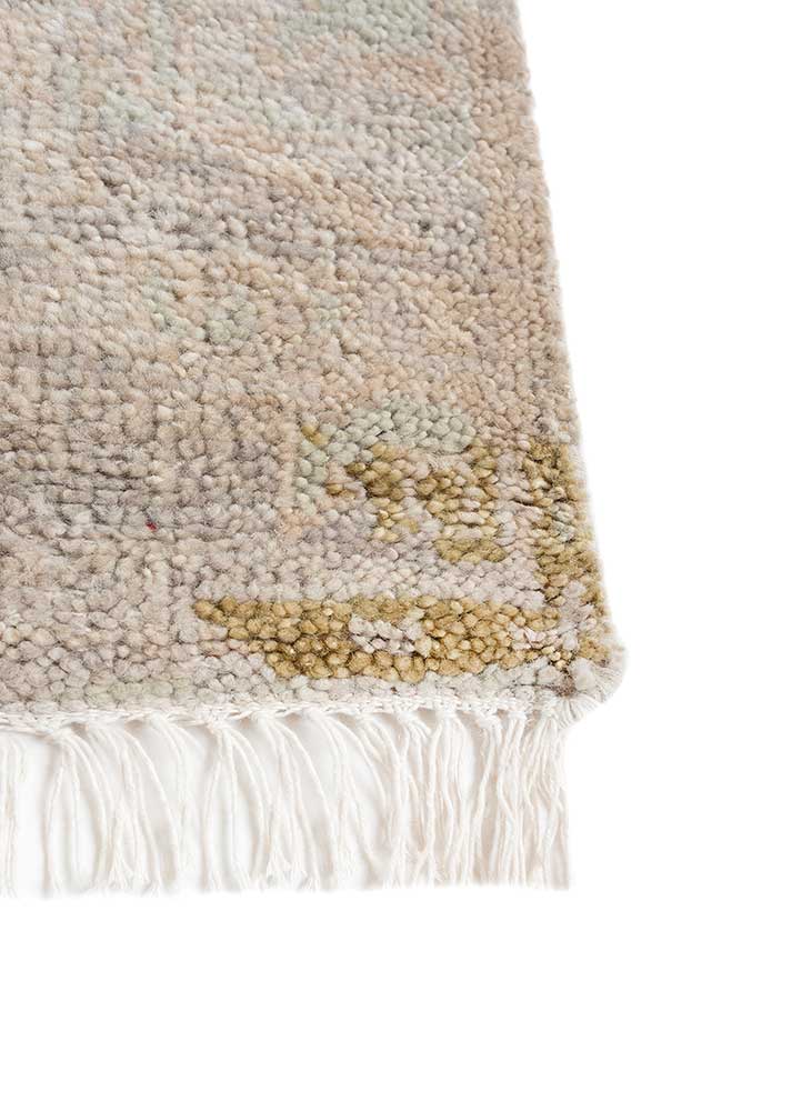 thyme ivory wool hand knotted Rug - Corner