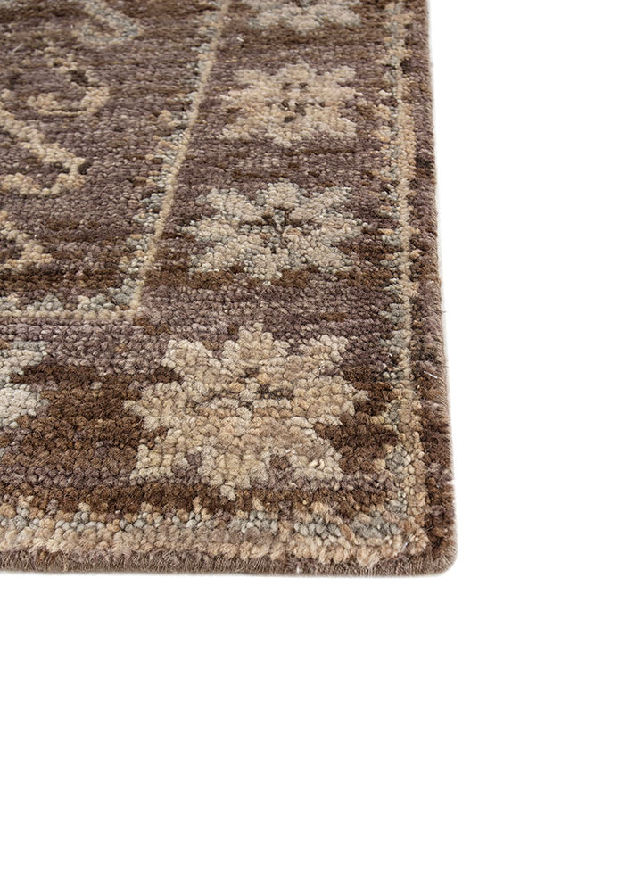 thyme beige and brown wool hand knotted Rug - Corner