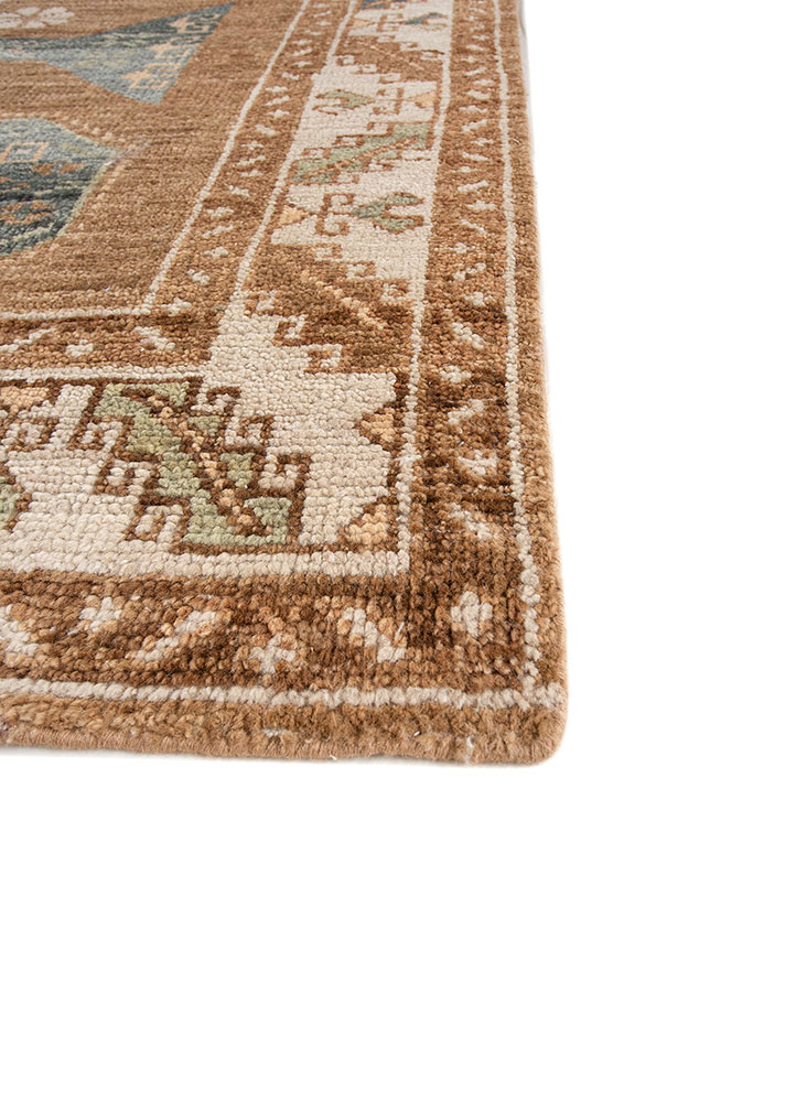 thyme beige and brown wool hand knotted Rug - Corner