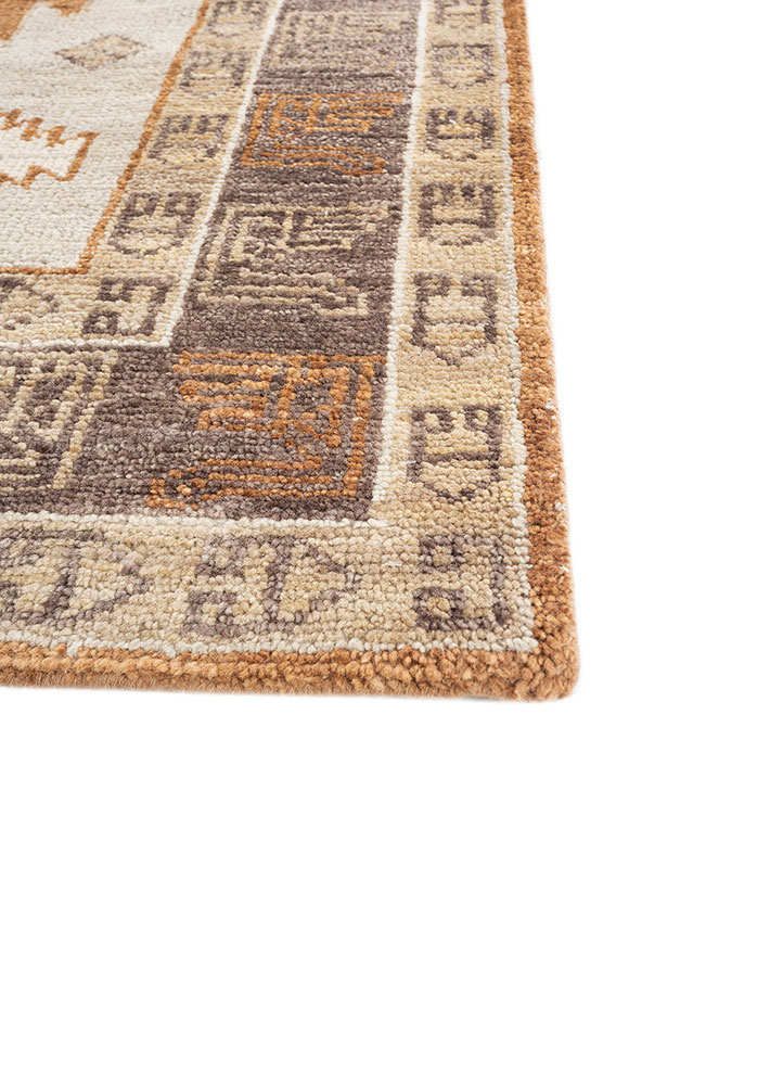 thyme red and orange wool hand knotted Rug - Corner